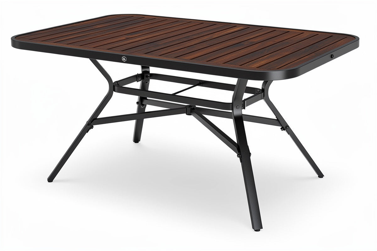 **Technische titel in het Nederlands: Vouwbare tafel met houten blad en metalen frame**