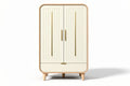 **Moderne opbergkast met design deuren en houten accenten**