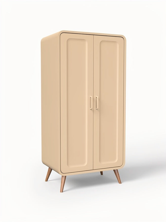 **Technische titel in het Nederlands: Moderne beige kledingkast met houten poten**