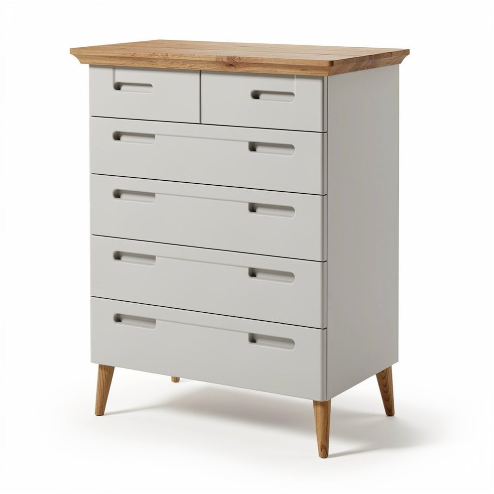 **Moderne ladekast met houten blad en minimalistisch ontwerp**