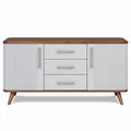 **Technische titel in het Nederlands: Moderne Dressoir met Strakke Lijnen en Houten Accenten**