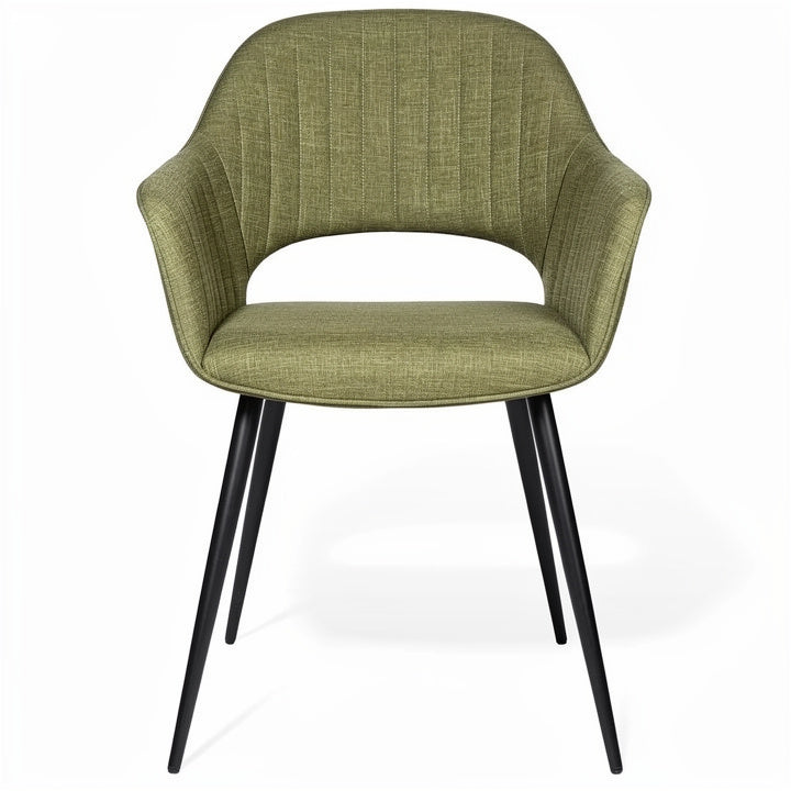 **Moderne groene eetstoel met zwarte poten**
